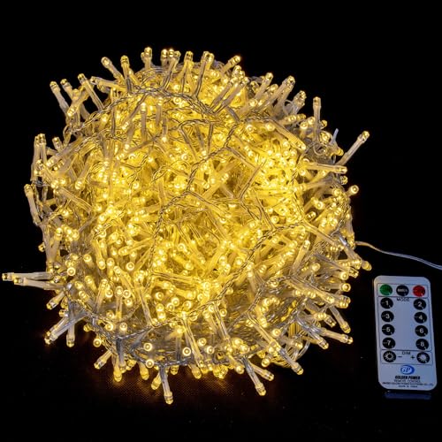 Vickerman 1000 Light Warm White LED Indoor/Outdoor 8-Function Snake Light Set - Remote Control - Transparent Clear Wire - Adaptor Plug - Everyday Lights - 73 Feet