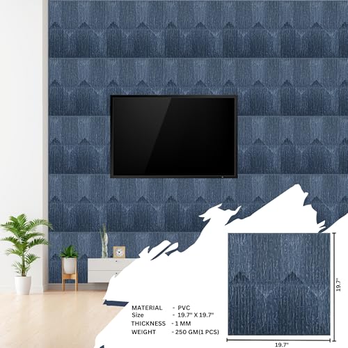 Image of Kayra Decor PVC Panel for Wall Artisian Design Electric Blue Color 19.7 inch x 19.7 inch (Pack of 12) - Covers 32.34 Sq. Ft.