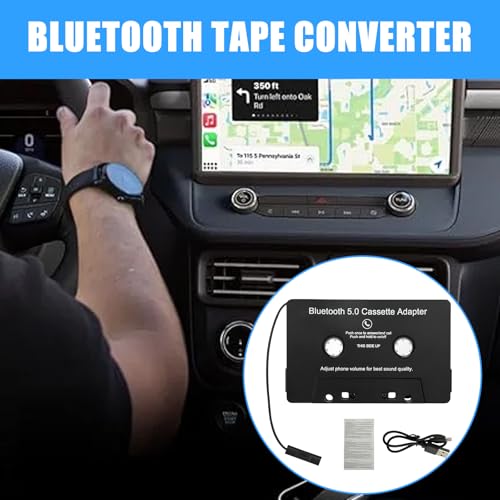 Auto Audio Bluetooth Kassette zu AUX-Empfänger, Kassetten Adapter für Autoradio, 5.0 Audio Kassetten für das Auto, KFZ-Kassettenadapter mit Smartphones, Tablets, MP3-Player, Schwarz