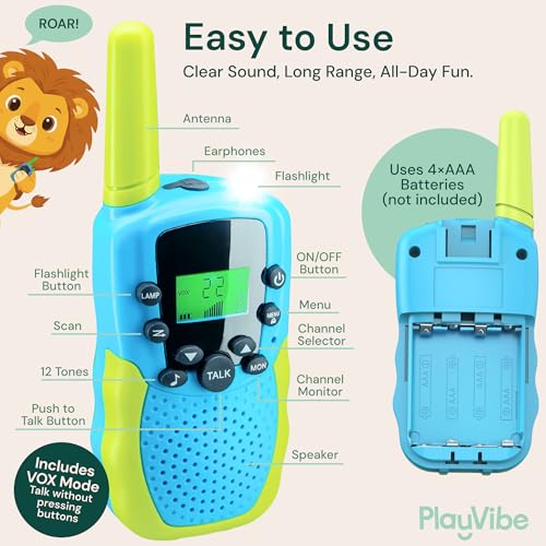 Walkie Talkies for Kids - 22 Channels, 3 Miles Range | Toys for Girls and Boys | 2 Pack - Thumbnail 4