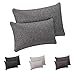 Produktbild Selfitex 2er Set Sofakissen mit Füllung, Dekokissen mit Komfort-Polster-Bezug mit RV und Füllkissen, super flauschig und schön weich, Doppelpack 1xGröße 40x60 cm und 1xGröße 30x50 cm (grau)