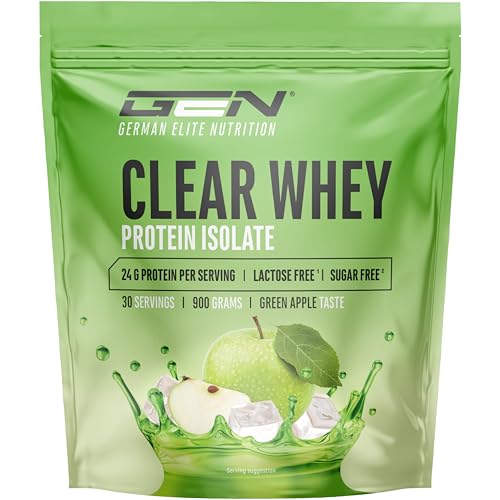 Clear Whey Isolate Proteinshake - Fruchtig & erfrischender Eiweiß-Shake - Hochwertiges Molkenprotein-Isolat (900g, Green Apple)