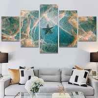 SIGNWIN 5 Panel Canvas Wall Art Aerial Beach Beach Coastal Cool Minimalism Multicolor Photography Relax/Calm for Home Decorations Ready to Hang - 60