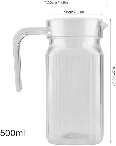 Miniatura 2 de Botella de jugo transparente de acrílico a rayas, jarra de jugo frío con tapa, ideal para jugo casero y té frío o para botellas de leche, botellas