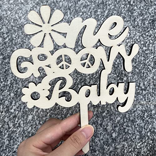 One Groovy Baby Cake Topper Retro Daisy Hippie Birthday Party Decorations Groovy One Cake Topper For 1St Birthday #TOP4
