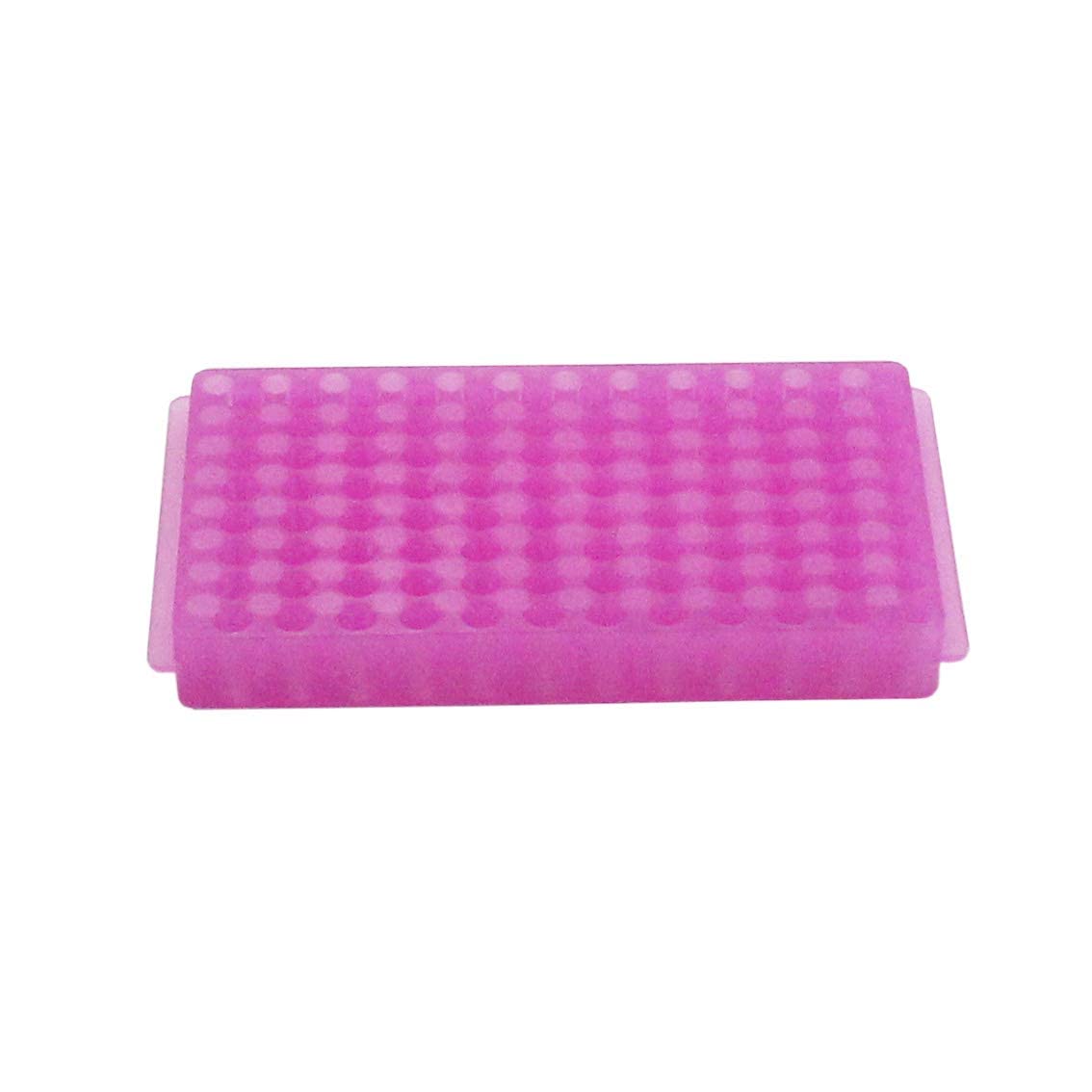 5 PCS Vial Rack Tube Rack Double Panel 96 Positions for Microcentrifuge Tubes 0.2-2ml(Purple)