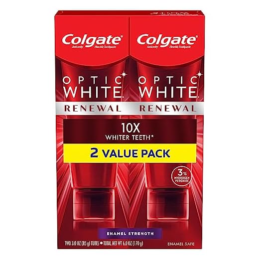 Colgate Optic White Renewal Teeth Whitening Toothpaste, Enamel Strength, 3 Oz Tube, 2 Pack