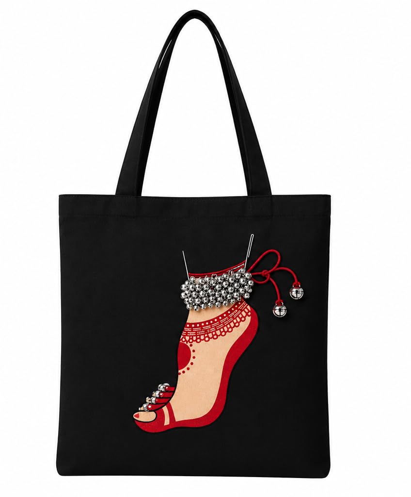Hand painted silver ghunghroo tote bag Tote Bag-image-11