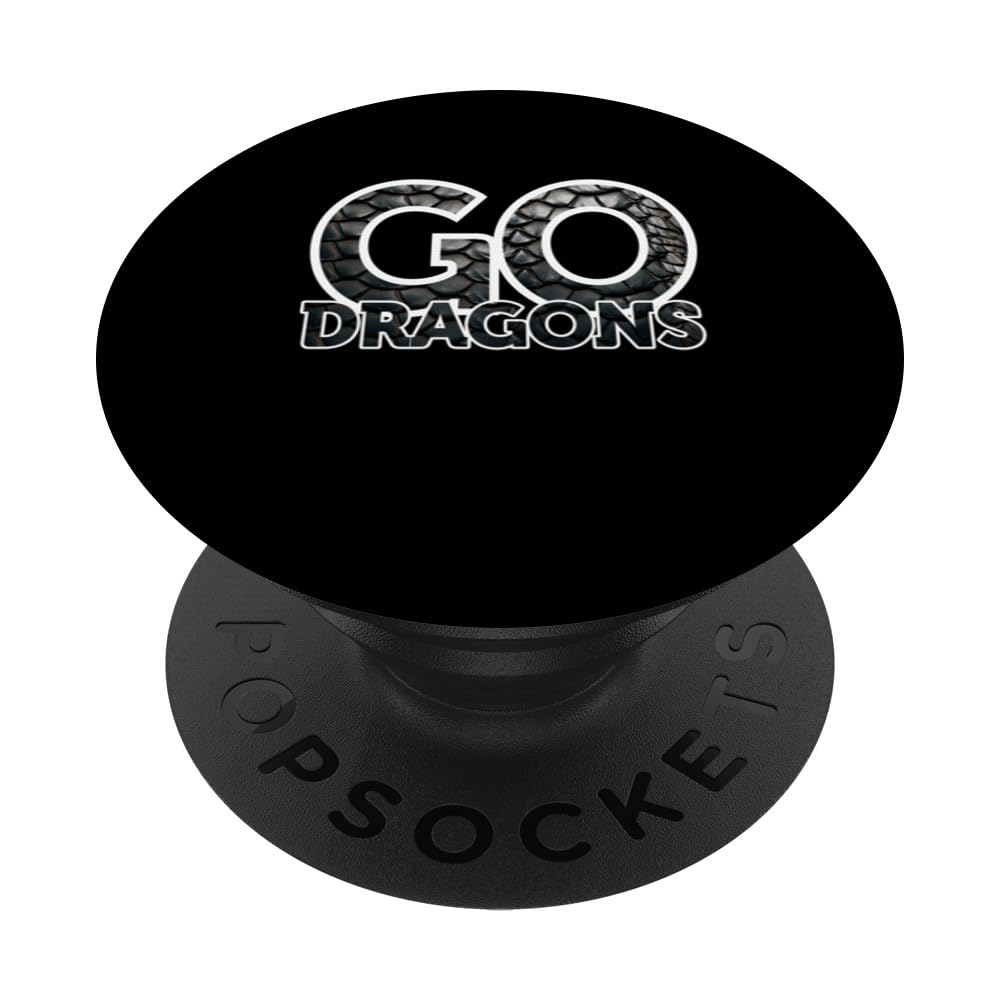 Dragons Team Mascot School Spirit Game Night Dragon Skin Fan PopSockets Swappable PopGrip, Black