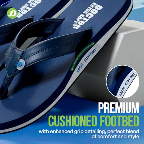Image of DOCTOR EXTRA SOFT Thong Arch Support Ortho Slippers for Mens| Orthopedic Diabetic & Stylish| Lightweight Comfortable & Casual| Cushion Anti-Skid Bedroom Daily Use House Flip-Flops Gents Boys D-38