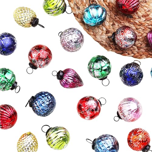 IndianShelf 24 Pieces Large Retro Vintage Christmas Ornaments Unique Multicolor