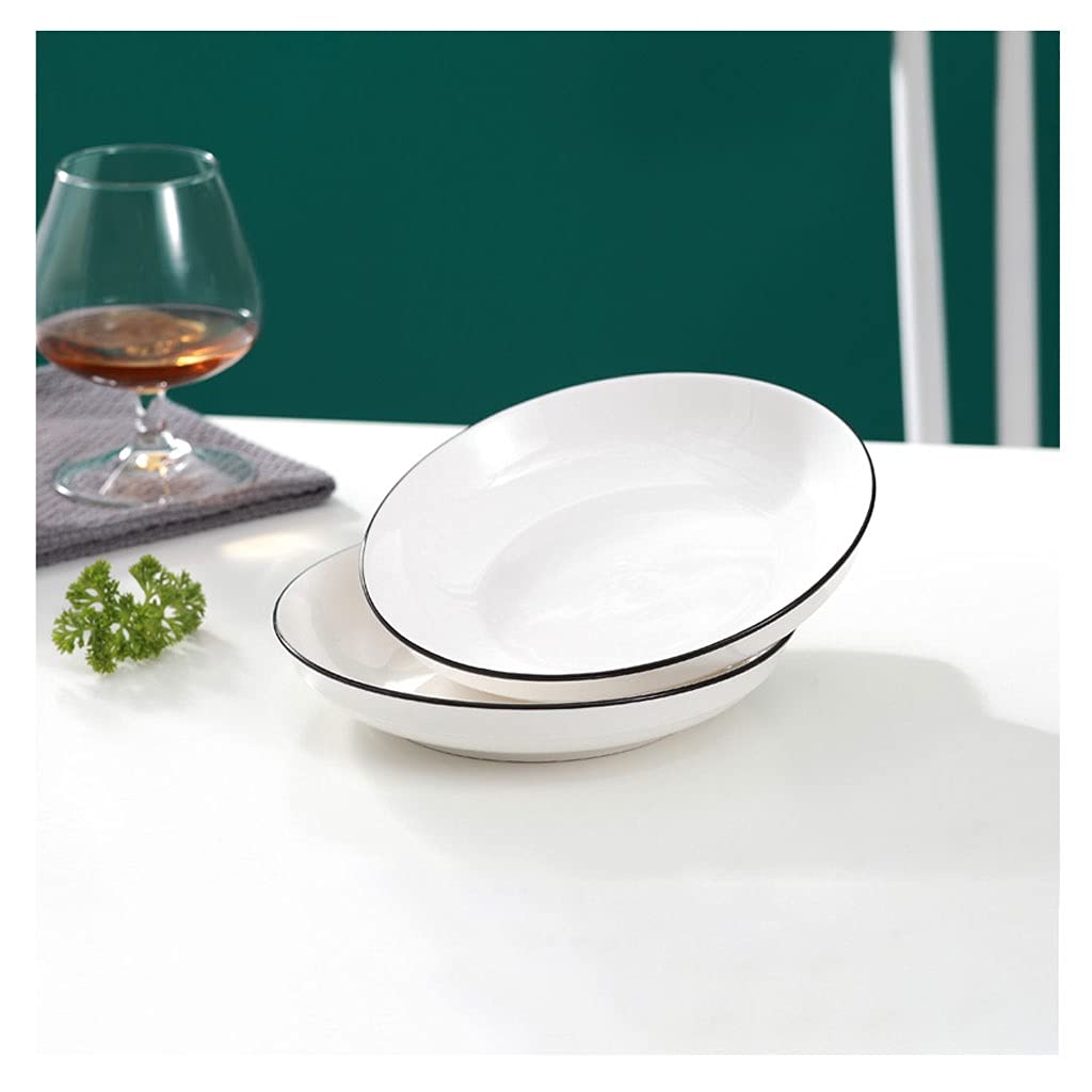 Assiettes Plates Plaques de dîner en céramique Ensemble de 2, plaques blanches La salade apéritif de la salade Pâtes servir des assiettes de dessert plats micro-ondes four et lave-vaisselle Assiette