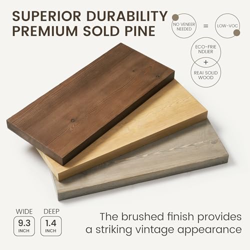 Image of Marsmiles 72 Inch Floating Shelf | 9.3 Inch Deep Grey Wood Shelf Set of 1 | 72''W x 9.3''D x 1.4''H Rustic Grey Wooden Shelves for Farmhouse Living Room Bathroom