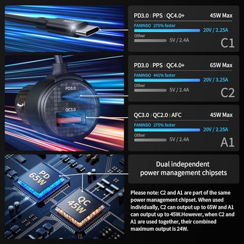 Cargador de coche USB C soluciona batería baja con cable en espiral retráctil de 5 pies de largo 3