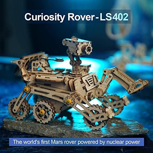 ROBOTIME Mars Rover Model Kits for Adults to Build - DIY Science Kits Solar Powered 3d Wooden Puzzle for Teens Laser Cutting Jigsaw