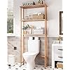 AmazerBath Over The Toilet Storage Shelf Bamboo, 3-Tier Over Toilet Organizer Rack, Freestanding Above Toilet Shelf for Bathroom, Laundry, Space Saver, Natural Color