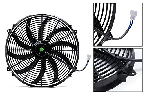 Atublan Engine Radiator Cooling Fan 16 Inch Curved Blade Ultra Thin Universal High Performance 12V 120W Motor，Radiator Fan With Fan Mounting Kit（Puller And Pusher Design） #TOP2