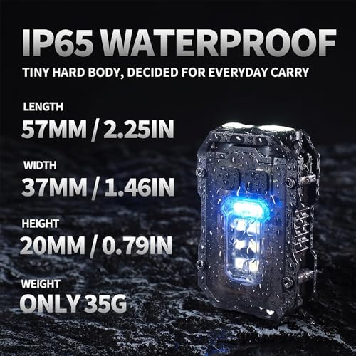 Image of Mini EDC Flashlight 1000 Lumens - Rechargeable Keychain Light with COB LED, USB, Magnetic Base, and Spinner - Small, Powerful Torch for Camping and Pocket Use