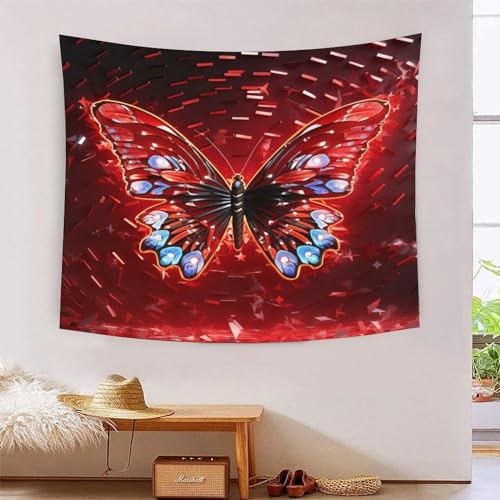 Tapisserie murale papillons 3D tenture relief en tissu doux 180x230cm
