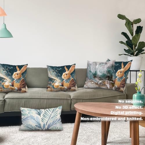 Housse de coussin zippée motif lapin pour protéger et embellir vos divans
