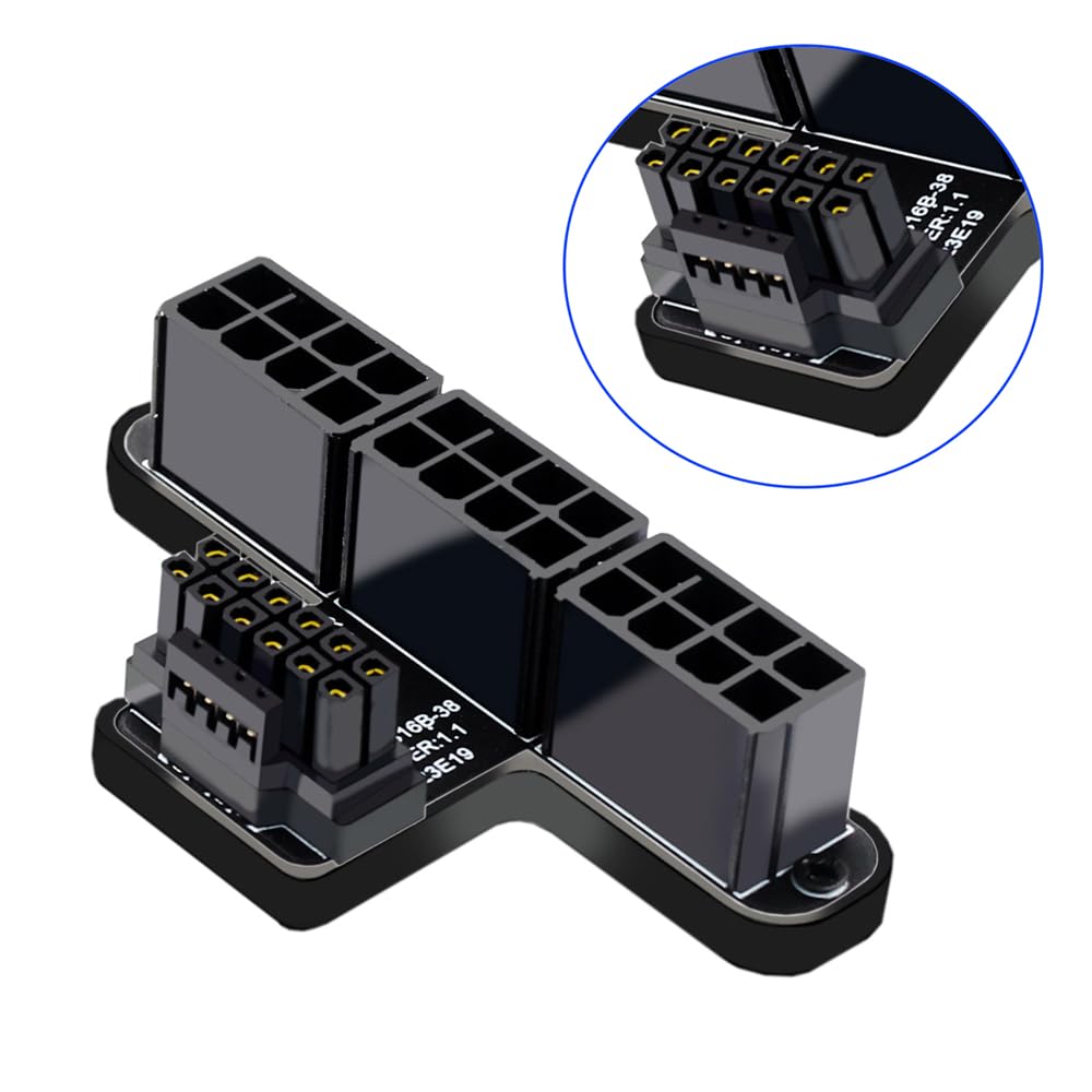 NFHK 12VHPWR ATX3.0 PCI-E 5.0 Power Modular Adapter to Four ATX 8P Down Angled 90 Degree for 4080 5090TI 16Pin 12+4P Graphics Card (Three ATX 8P Up)