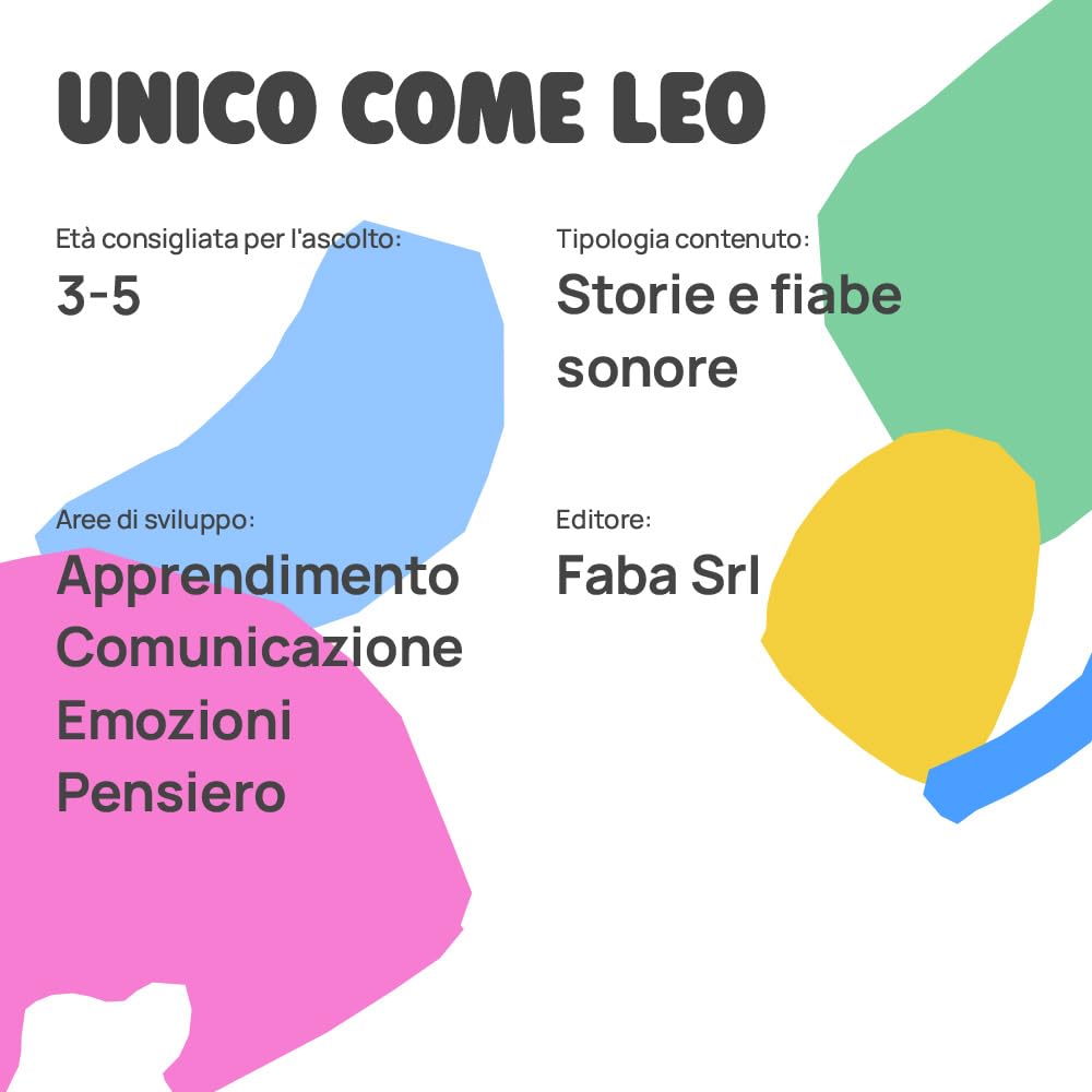 FABA Personaggio Sonoro – Unico come Leo – Storie e fiabe sonore per bambini e bambine 3-5 anni - Ascoltabile con FABA Raccontastorie e FABA+, gioco educativo versione italiana