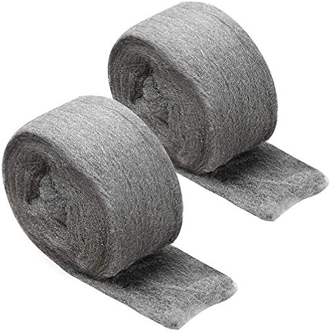 2 Stück Stahlwolle, JatilEr Stahlwolle Fein 0000 Grade Metall Polieren Stahl Wolle Schleifvlies Edelstahl Draht Wolle Pads Effektive Barriere Gegen Nagetiere auch in Verbindung Cover