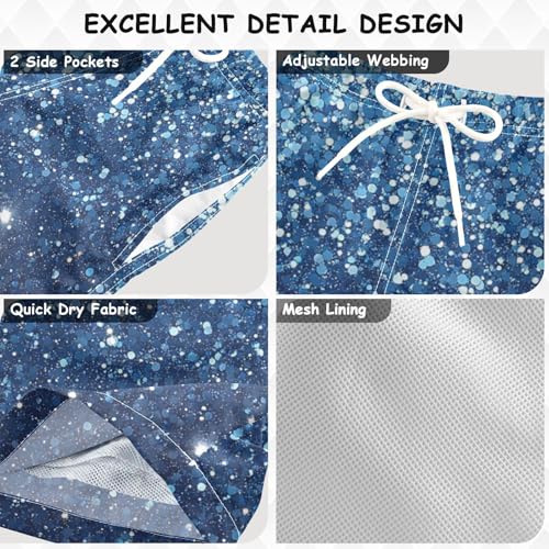 Pigsaly Boys Swim Trunks Slate Blue Powder Blue Gradient Flashing Glitter Boys Board Shorts Swimsuit Swimwear 3T3