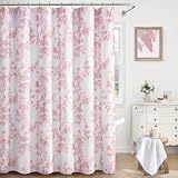 XOGUIBO Pink Floral Shower Curtain,Vintage Cotton...