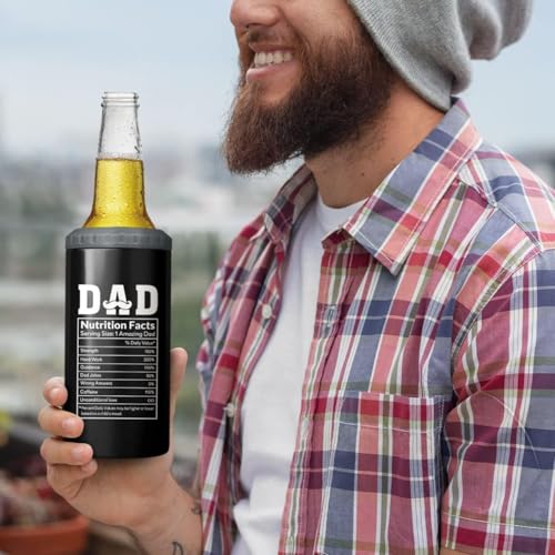 Image of SANDJEST 4-in-1 Dad Tumbler Gifts for Dad from Daughter Son - 12oz Dad Nutrition Facts Can Cooler Tumblers Cup - Stainless Steel Insulated Cans Coozie Christmas, Birthday, Father's Day Gift for Daddy