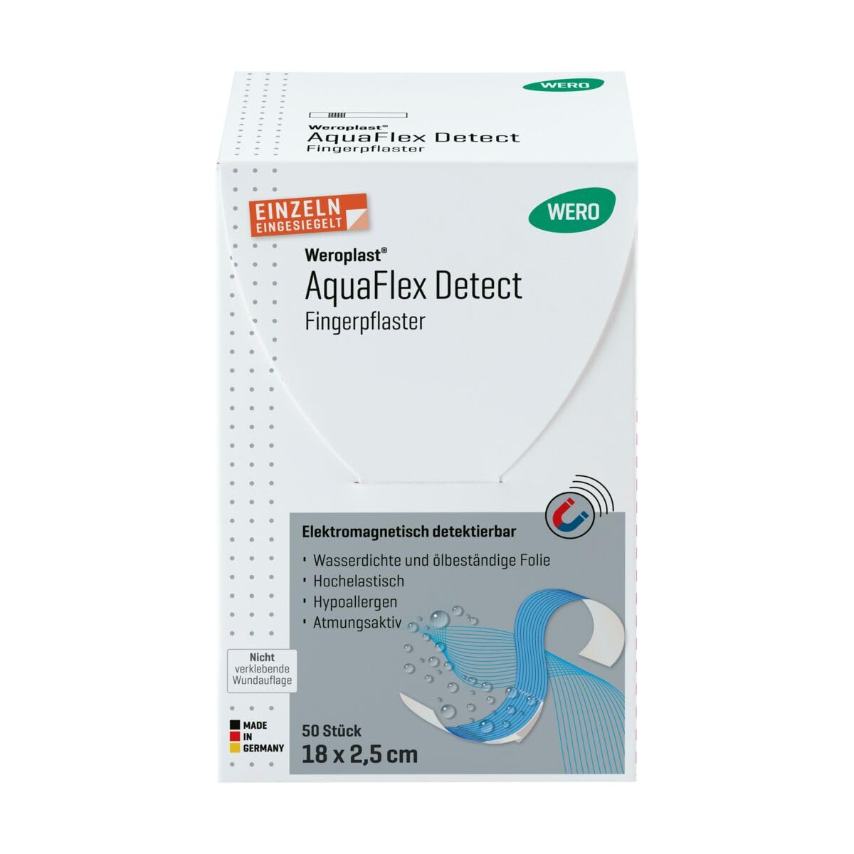 WERO Weroplast® AquaFlex Detect Fingerpflaster 18 x 2,5 cm, 50 Stk/Pkg