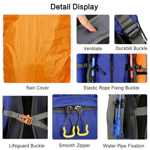 Mochila de senderismo impermeable 50L para trekking miniatura 5