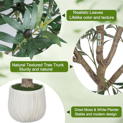 GTIDEA 8ft Artificial Olive Tree, Faux Olive Tree with White Planter by GTIDEA - Used condition - Image 3