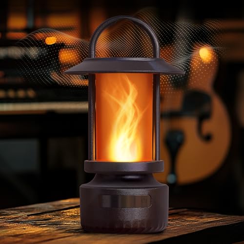 FoxFlame Bluetooth Outdoor Speakers-Realistic LED Flame with...