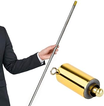 Appearance Cane 110cm Telescopic Lightweight Level Trick Accessory Stainless Steel Magic Toy Pocket Poll Extendable Staff Pocket Staff Weapon (Gold Silver).