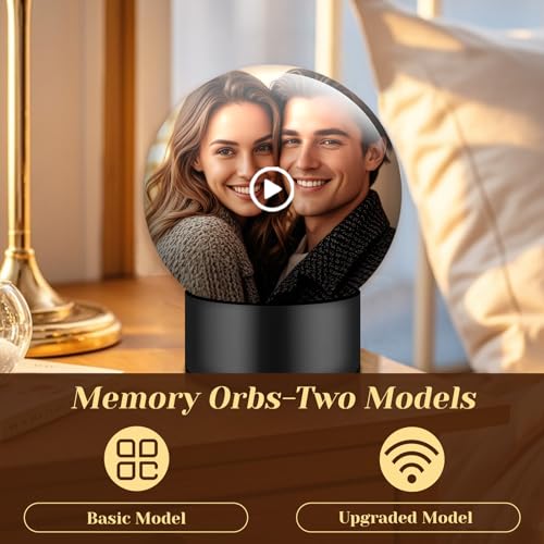 LOCZAR Memory Sphere Lamp, Crystal Ball Video Player 2.8" Memory Orbs Ornament 4GB Uploadable Videos & Photos, Personalized Unique Desk Night for Couples Friends Birthday Christmas (Black Memory Orb) — view 3