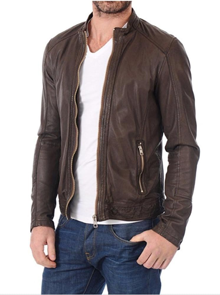 LUIS Men’s Bomber Style And Biker’s Chocolate Brown Leather Jackets For Men’s - Image 2