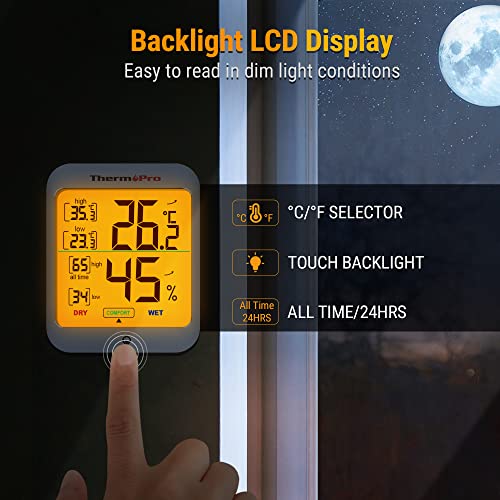 image for ThermoPro TP53 Digital Hygrometer Indoor Thermometer for Home, Tempera