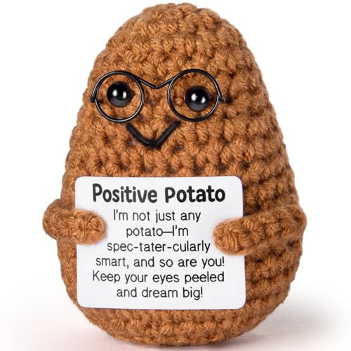 Emotional Support Crochet, Positive Crochet Potato, Encouragement Gifts for Women Men Birthday Christmas Self Care Friends Coworkers Relaxation Gift D