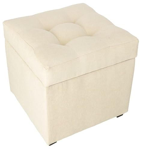 MG Design Polsterhocker, 45x45 cm, Farbe Beige – weicher Sitz, aufklappbar mit Stauraum (50l) hält Einer Belastung von bis zu 100 kg Stand, Velours – Hocker für Wohnzimmer, Schlafzimmer, Diele MG Design Polsterhocker, 45x45 cm, Farbe Beige – weicher Sitz, aufklappbar mit Stauraum (50l) hält Einer Belastung von bis zu 100 kg Stand, Velours – Hocker für Wohnzimmer, Schlafzimmer, Diele