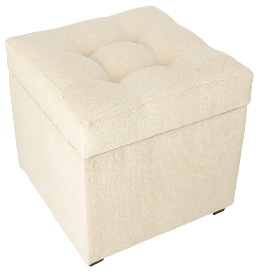 MG Design Taburete con Espacio de Almacenamiento Acolchado de Terciopelo Suave, reposapiés, 45 x 45 cm, Color Beige