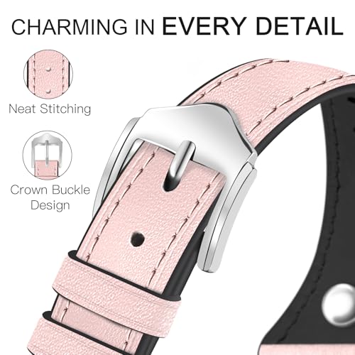 Image of JR.DM Slim Leather Bands Compatible with Apple Watch Band 38mm 40mm 41mm 42mm 44mm 45mm 46mm 49mm, Genuine Leather Band with Charms, Feminine Design for Iwatch Ultra SE Series 11 10 9 8 7 6 5 4 3 2 1