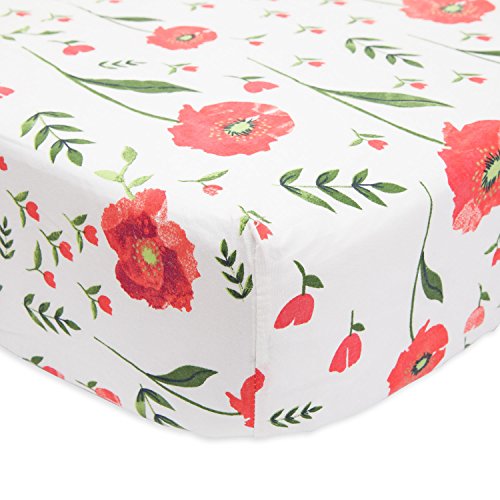 Little Unicorn Percale Crib Sheet (Summer Poppy)