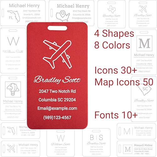 Personalized Luggage Tags for Suitcases Custom Metal Name Tags for Backpacks Bags Travel - Vertical (Black)4