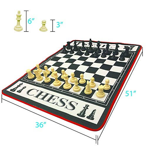 EasyGo Giant 3\' X 4\' Mat Chess Game – Indoor Outdoor Family Game – Lawn Game –Piece Range from 3-6\" Tall - Thumbnail 6