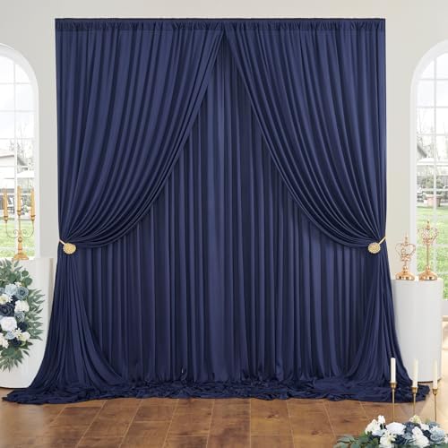 10ftx30ft Royal Blue Thick Wrinkle Free Backdrop Curtain Panels for Parties, 6 Panels 5ftx10ft Polyester Photography Backdrop Drapes, Wedding Birthday Party Baby Shower