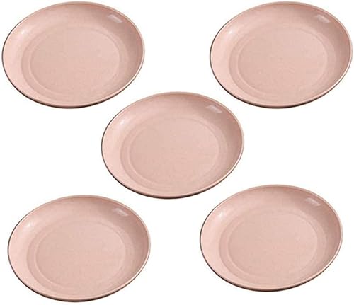 Miniatura 8 de ZGWANSUI Paquete de 5 platos de paja de trigo de 6 pulgadas, platos llanos pequeños, platos redondos con borde elevado, juego de platos de ensalada