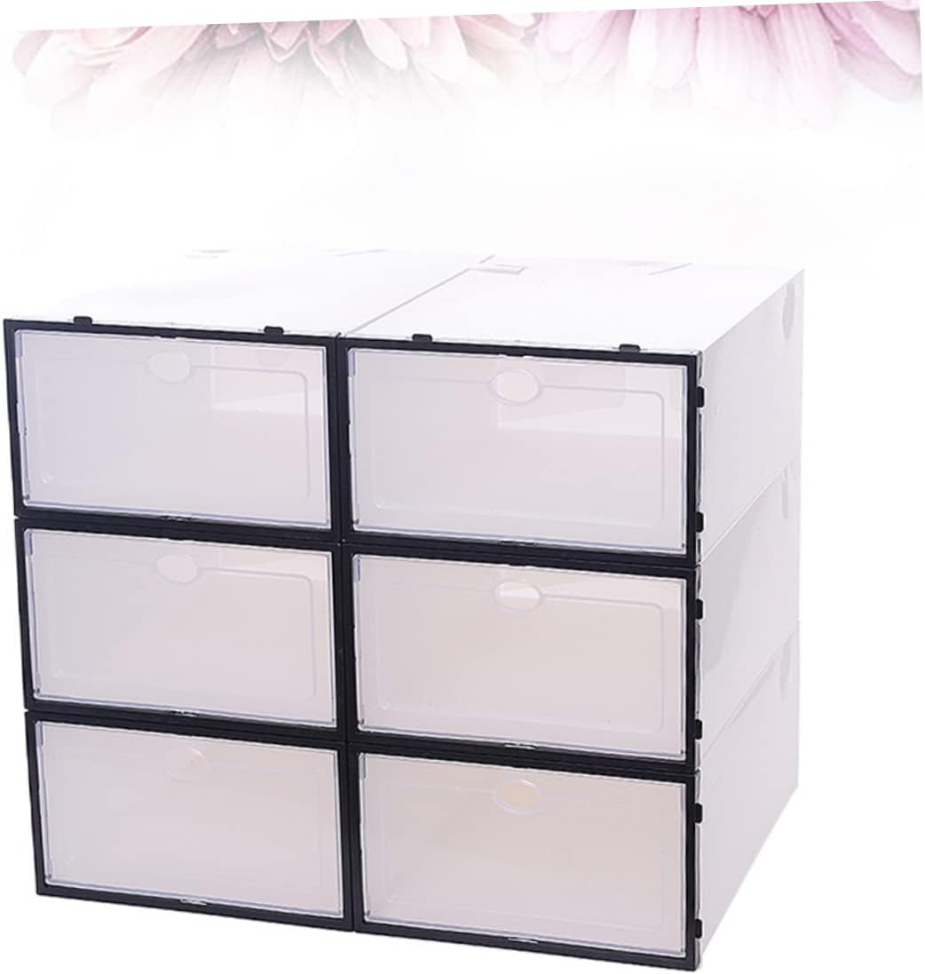 6pcs Transparent Stackable Shoe Storage Boxes Thickened Plastic Footwear Organizer for Men for Closet and Home Organization