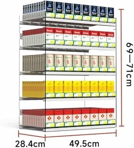 Automatic Cigarette Pusher Display Rack, Clear Acrylic Cigarette Holder Shelf, Wall-Mounted Countertop Storage(49.5x28.4x69cm)