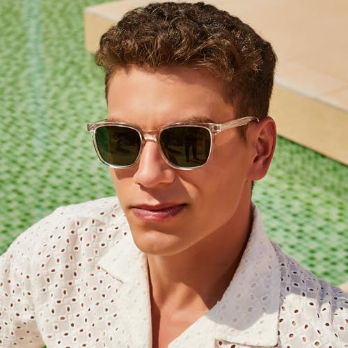 Image of CARFIA Retro Acetate Polarized Sunglasses for Men UV400 Protection Driving Outdoor Anti-Glare Sun Glasses CA5354WS